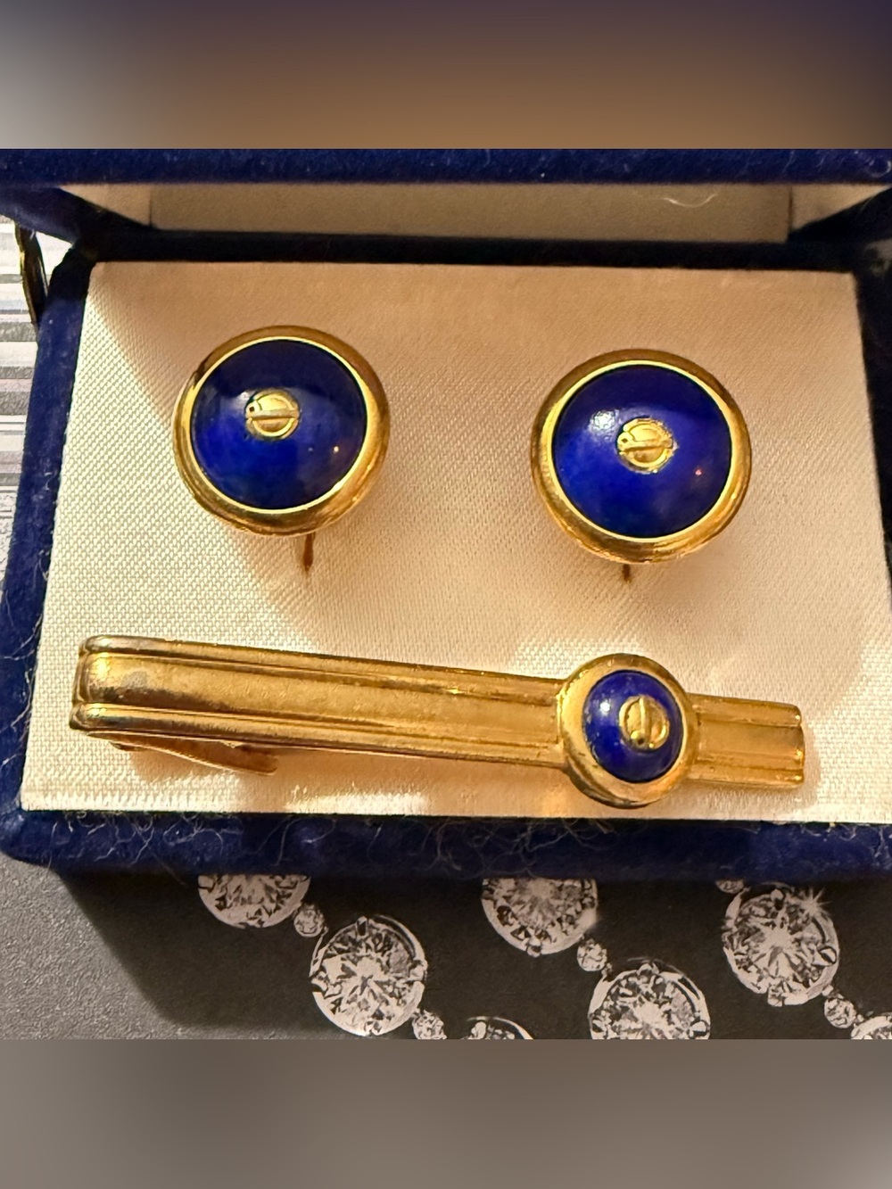 dunhill Lapis Lazuli and Gold Plated Set Cufflinks